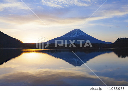 夜明けの富士山、山梨県精進湖にて 夜明けの富士山、山梨県精進湖にて 41083073