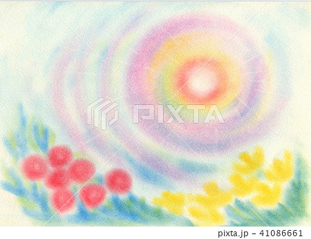 太陽と花のイラスト素材