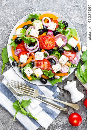 Greek salad. Fresh vegetable salad 41086890