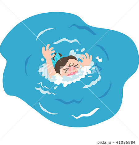 溺れる女性のイラスト素材