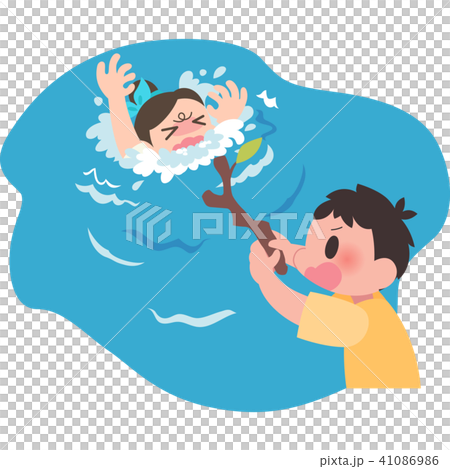 溺れる女性と救助する男性 41086986