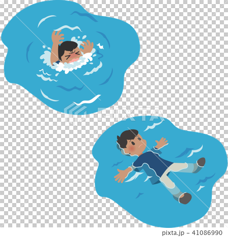 溺れる男性と背浮きする男性 溺れる男性と背浮きする男性 41086990