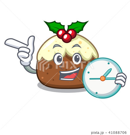 With clock fruit cake character cartoon With clock fruit cake character cartoon 41088706