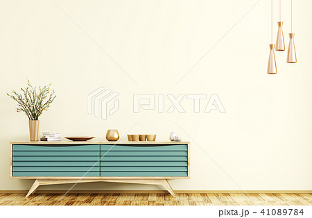 Modern interior with wooden sideboard 3d rendering Modern interior with wooden sideboard 3d rendering 41089784