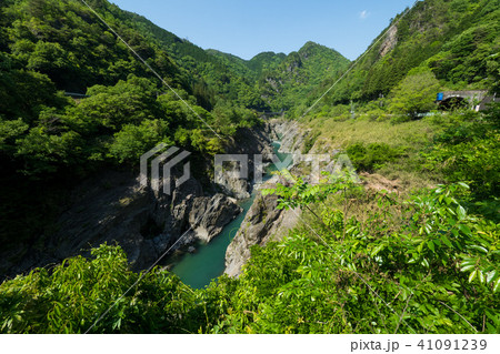 春の飛騨川の飛水峡の風景 41091239