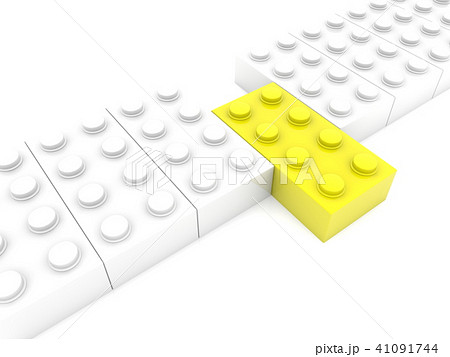 Yellow toy brick out of row 41091744