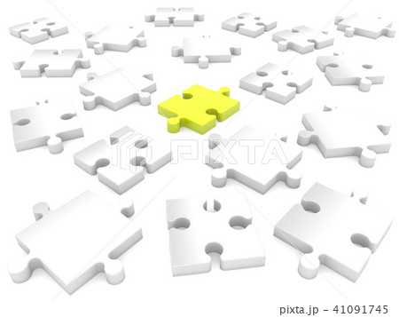 Yellow puzzle with white puzzle pieces around Yellow puzzle with white puzzle pieces around 41091745