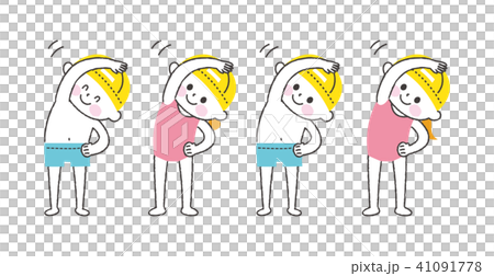 準備体操をする子供たち 白肌 41091778