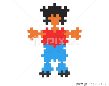 Silhouette of puzzle boy with black hair 41092405