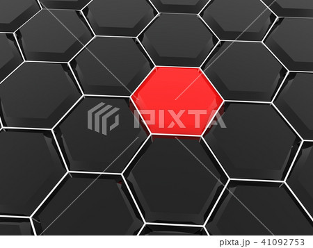 Hexagons in black and red colors Hexagons in black and red colors 41092753