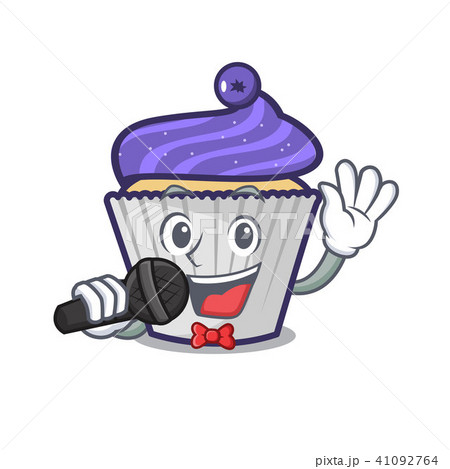 Singing blueberry cupcake mascot cartoon 41092764