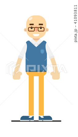 Adult bald man in pullover, pants and shirt Adult bald man in pullover, pants and shirt 41093811