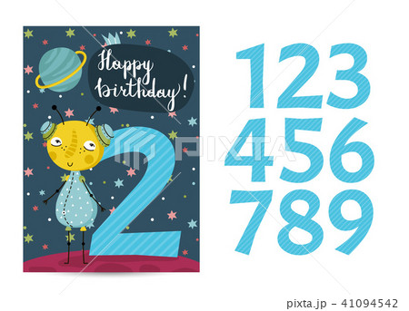 Happy Birthday Colorful Cartoon Greeting Card 41094542
