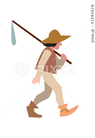 Medieval peasant in hat and with sack 41094628