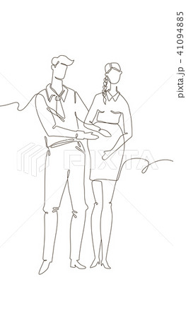 Happy couple expecting a child - one line design style illustration 41094885
