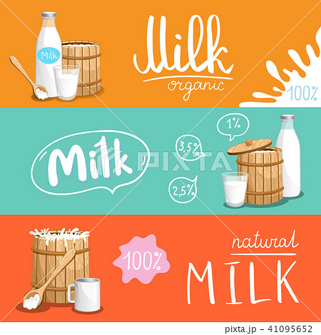 Milk products horizontal flyer set 41095652