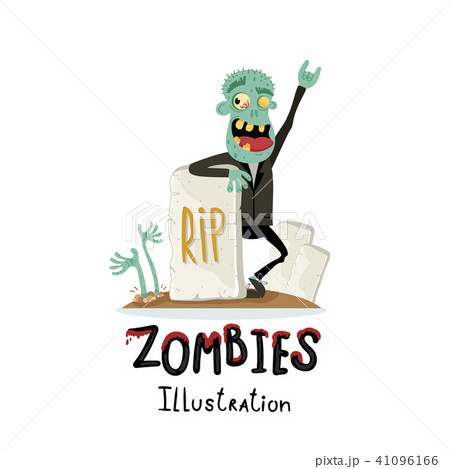 Zombie character near rip gravestone Zombie character near rip gravestone 41096166