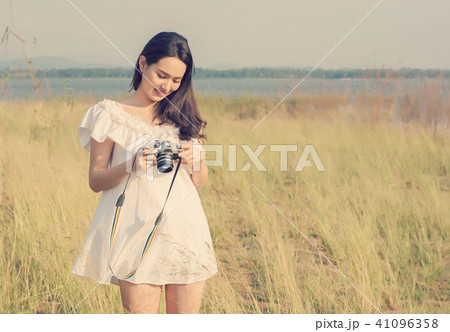 Vintage of beautiful women photography standing  41096358