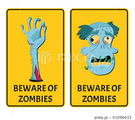 Beware of zombies labels with monster body parts 41096632