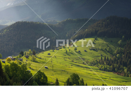 Mountain valley during sundown 41096707