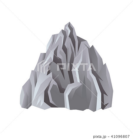 Flat Vector Icon Of Gray Rocky Mountain With のイラスト素材