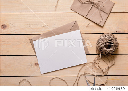 Top view of envelope and blank greeting card Top view of envelope and blank greeting card 41096920