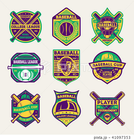 Baseball professional league isolated label set 41097353