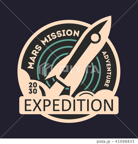 Mars mission vintage isolated label 41098835