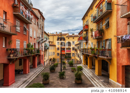 Colorful Old Town Houses in Nice City in France 41098914