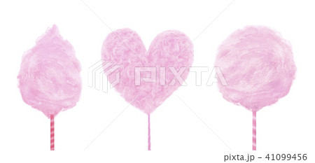 Set of pink sweet cotton candy isolated on white 41099456
