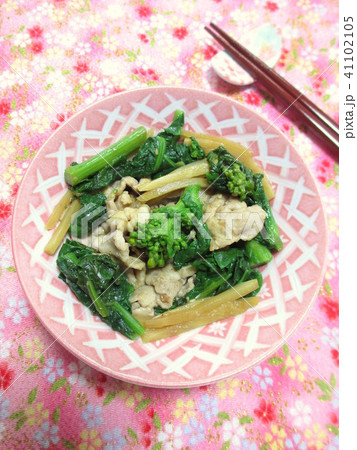 菜の花と豚肉の炒めもの 41102105