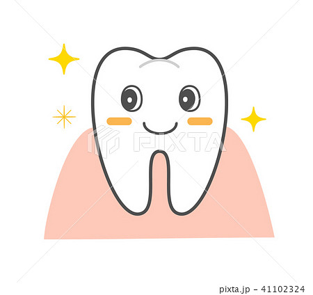 歯周病と歯茎の炎症 健康な歯キャラクターのイラスト素材