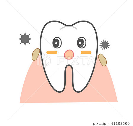 歯周病と歯茎の炎症 食べかすと歯 キャラクターのイラスト素材