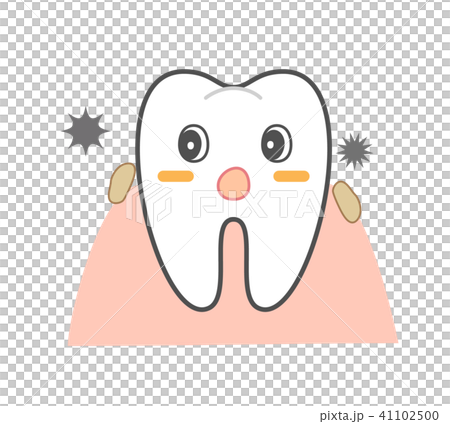 歯周病と歯茎の炎症 食べかすと歯 キャラクターのイラスト素材