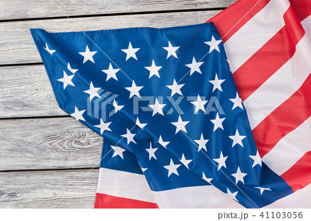 Flag of America on wooden background, top view. Flag of America on wooden background, top view. 41103056