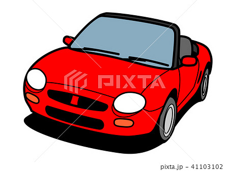 ライトウェイトオープンカー 赤色 自動車イラストのイラスト素材