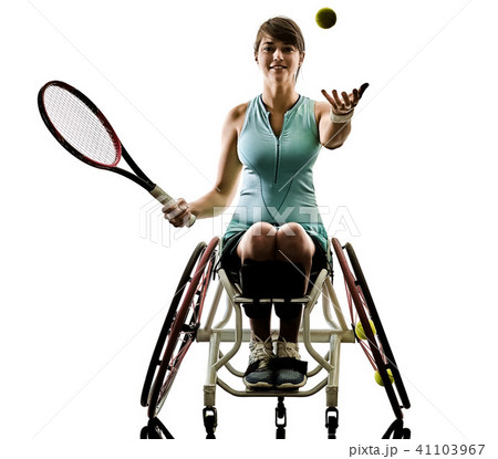 young handicapped tennis player woman welchair sport isolated si young handicapped tennis player woman welchair sport isolated si 41103967