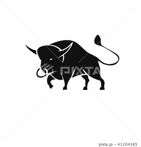 Bull black silhouette - stand on its legs Bull black silhouette - stand on its legs 41104385