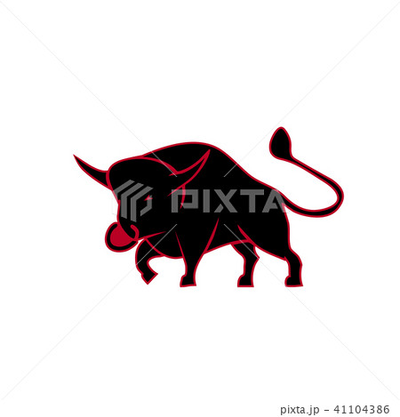 Bull black silhouette - stand on its legs Bull black silhouette - stand on its legs 41104386