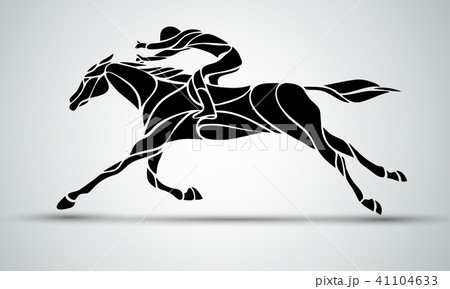 Horse race. Equestrian sport. Silhouette of racing with jockey 41104633