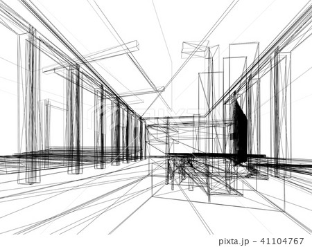 sketch design of interior hall, 3d rendering 41104767