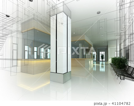 sketch design of interior hall, 3d rendering 41104782
