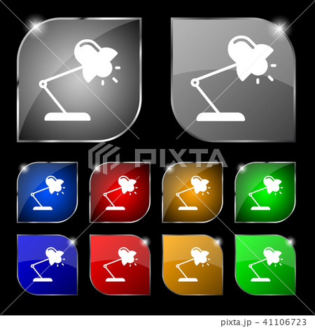 Table lamp icon sign. Set of ten colorful buttons Table lamp icon sign. Set of ten colorful buttons 41106723