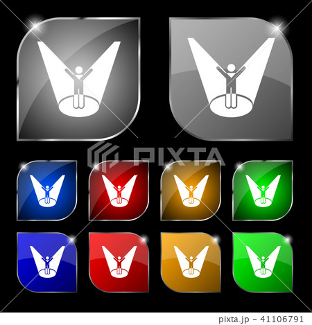 Spotlight icon sign. Set of ten colorful buttons w 41106791