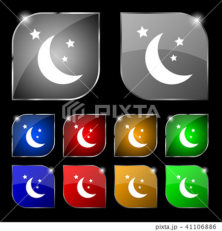 moon icon sign. Set of ten colorful buttons with g moon icon sign. Set of ten colorful buttons with g 41106886