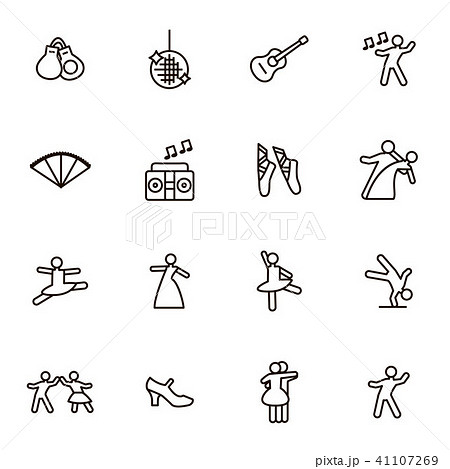 Dancing Signs Black Thin Line Icon Set. Vector Dancing Signs Black Thin Line Icon Set. Vector 41107269