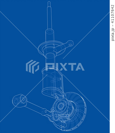 Car dampers with brake disc outline. Vector 41107642