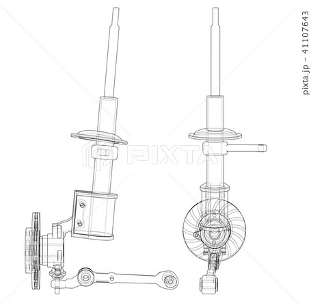 Car dampers with brake disc outline. Vector 41107643