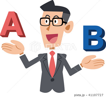 AとBを比較し、"A"を選択する眼鏡をかけたビジネスマン 41107727