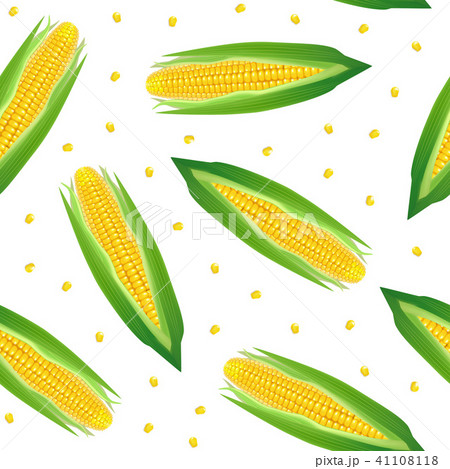 Realistic Detailed 3d Corncobs with Yellow Corns Seamless Pattern Background. Vector 41108118